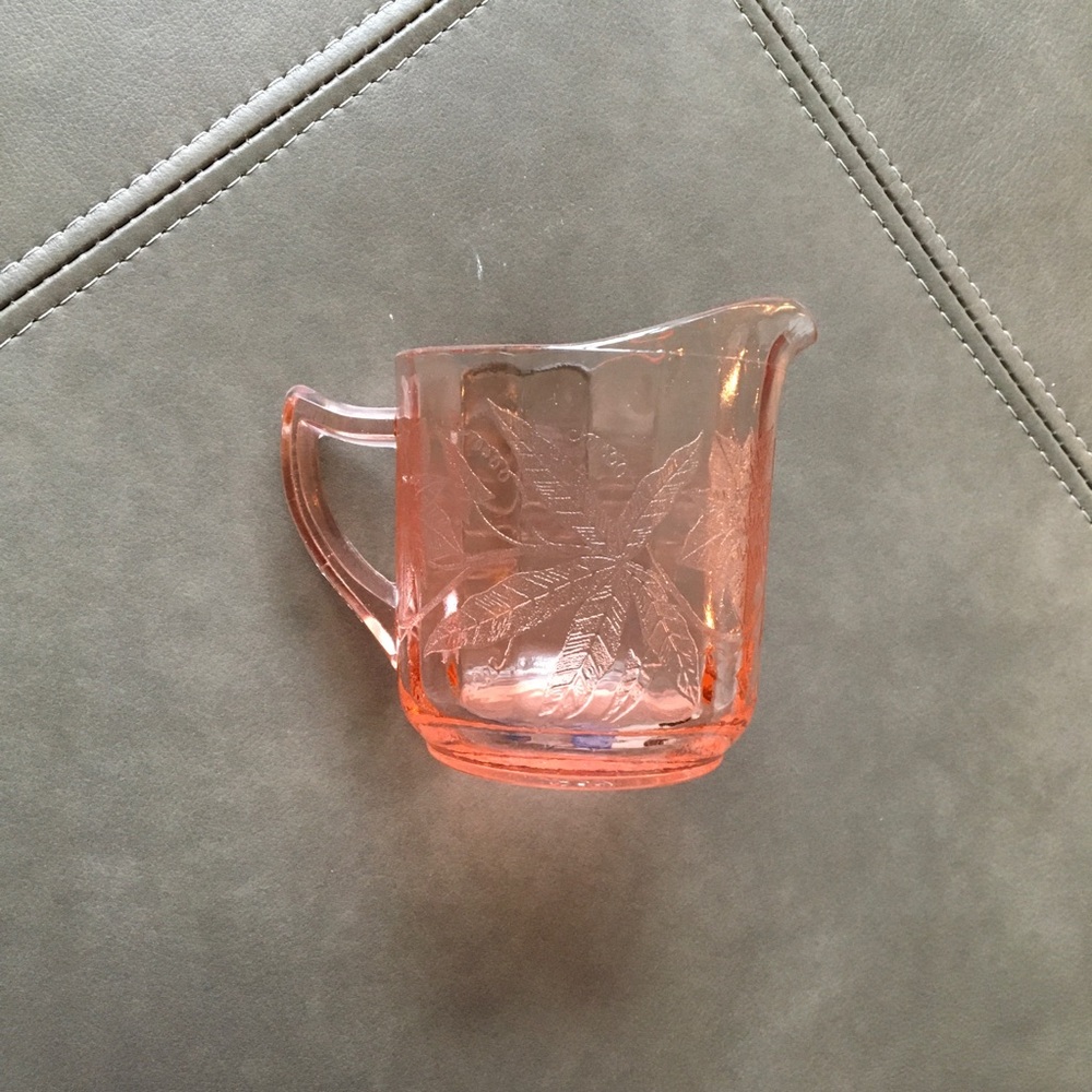 Pink Depression Glass Creamer, Poinsettia Pattern